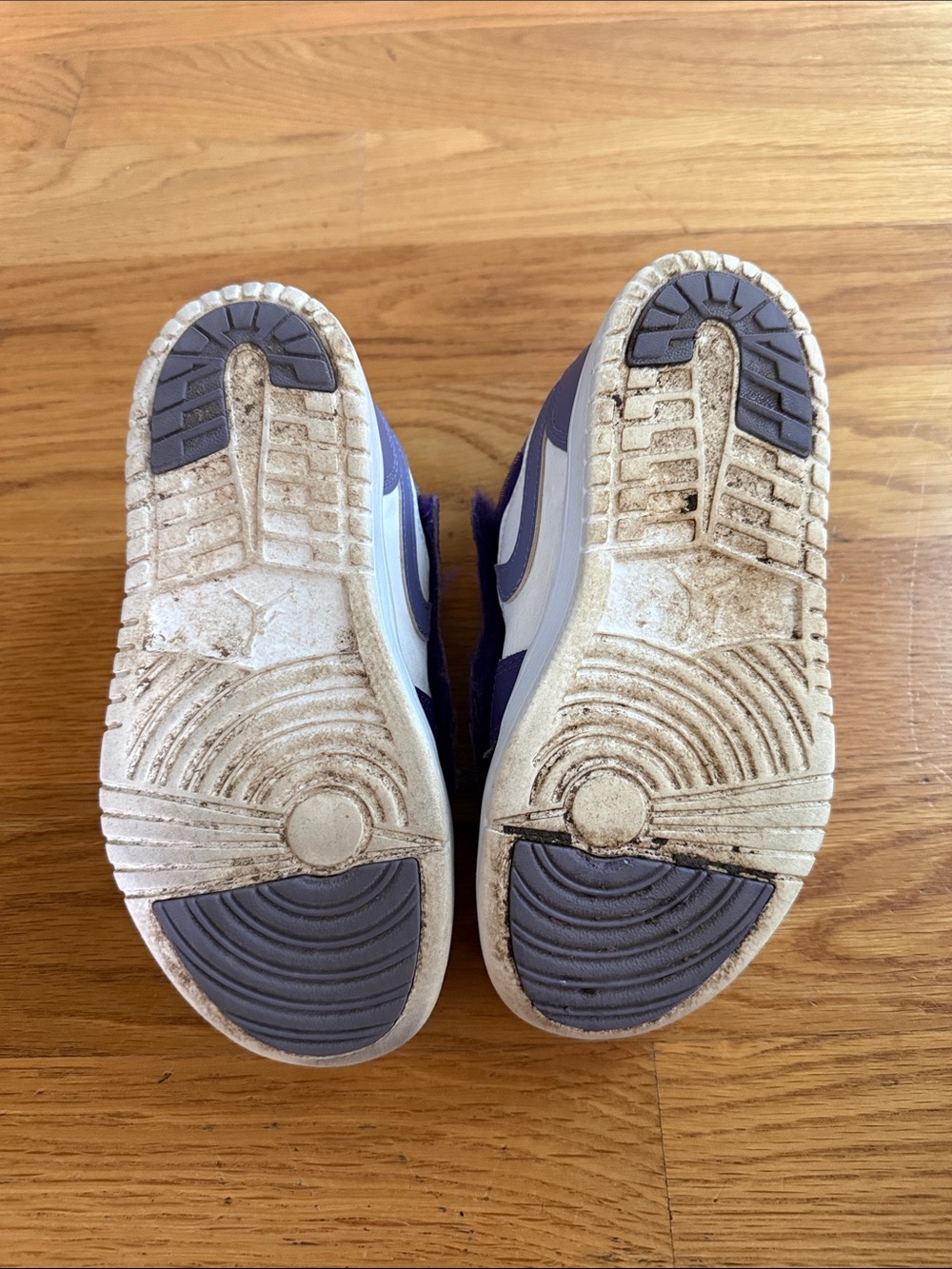 Air Jordan Low Dunks, Kids Purple and White Sneakers - Picture 5 of 6